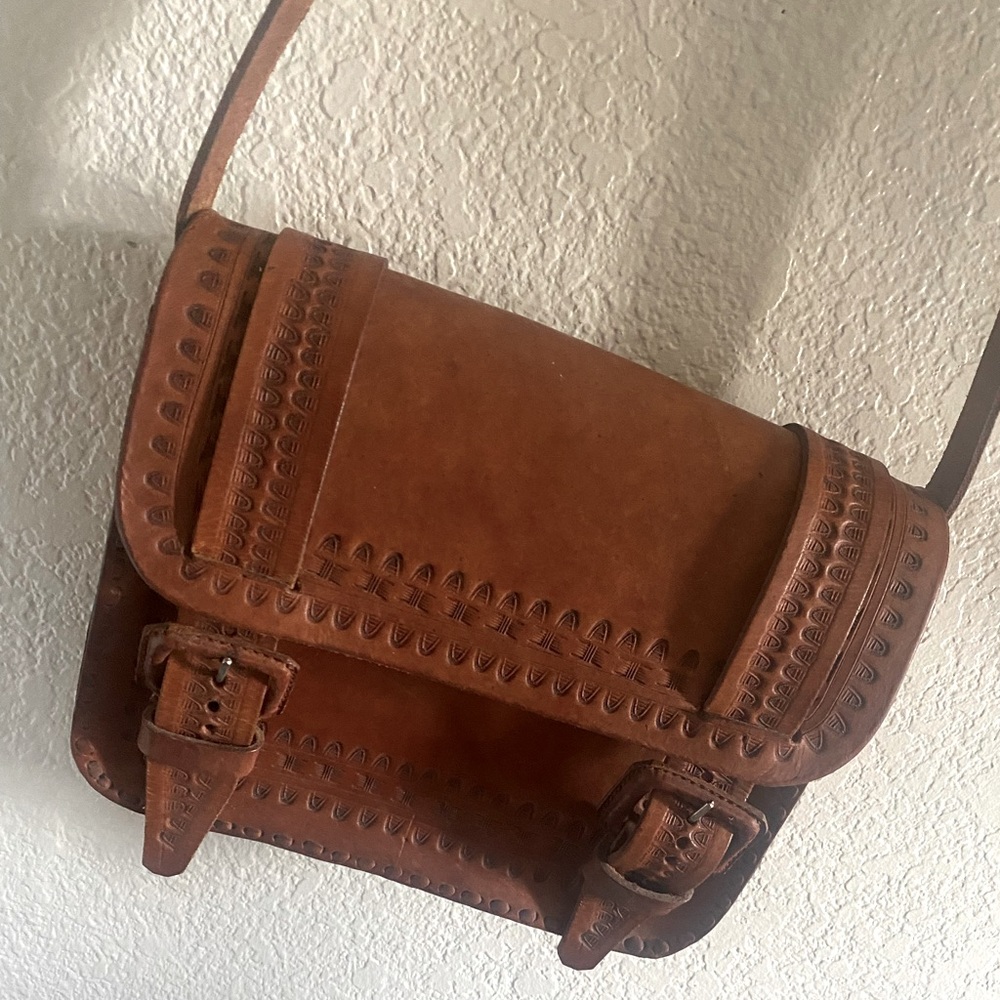 Artisan Brown Leather Satchel Crossbody Bag